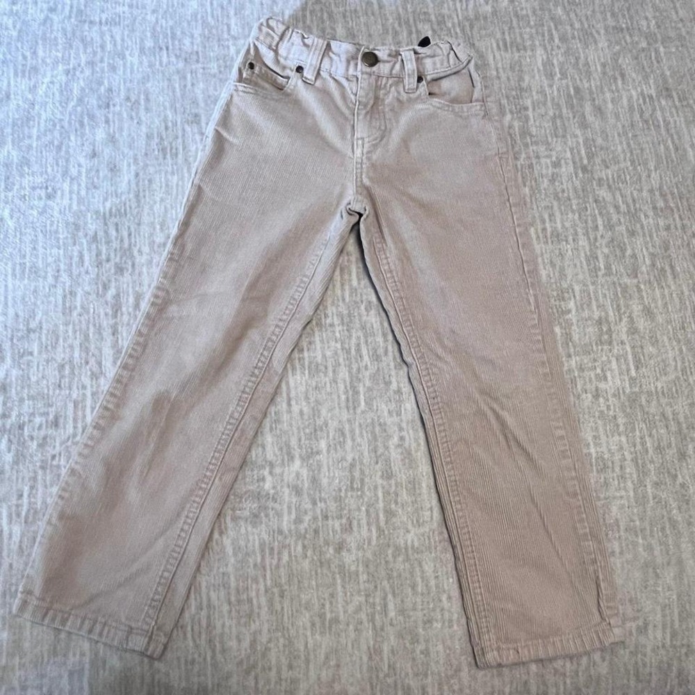 Eddie Bauer Boys‎ Corduroy Pants Size 5 Beige Adjustable Waist Straight Leg
